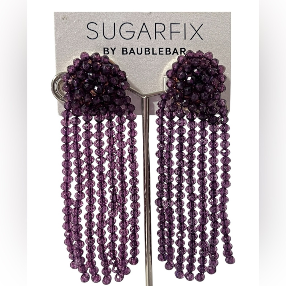Sugarfix by BaubleBar Purple Beaded Earrings Tassel Chandelier